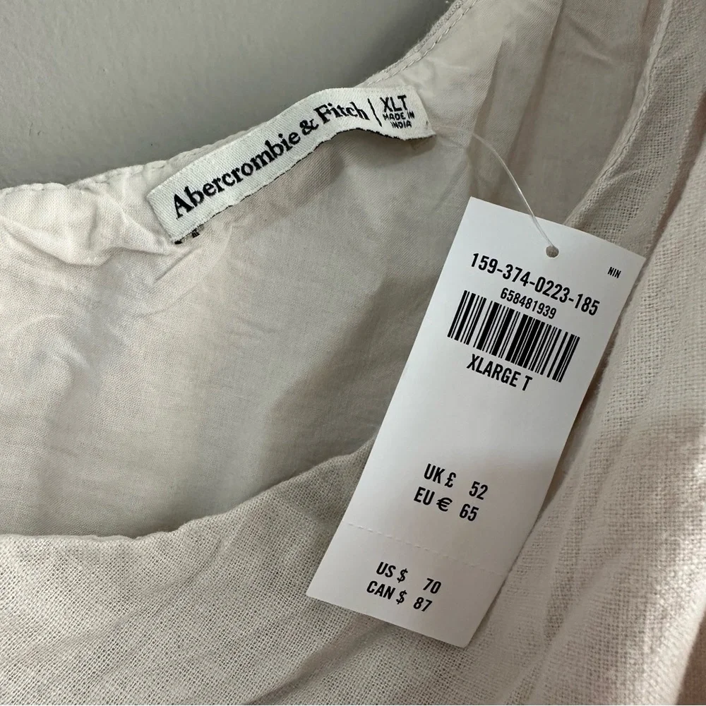 Abercrombie One-Shoulder Linen-Blend Mini Dress XL TALL - Picture 6 of 6